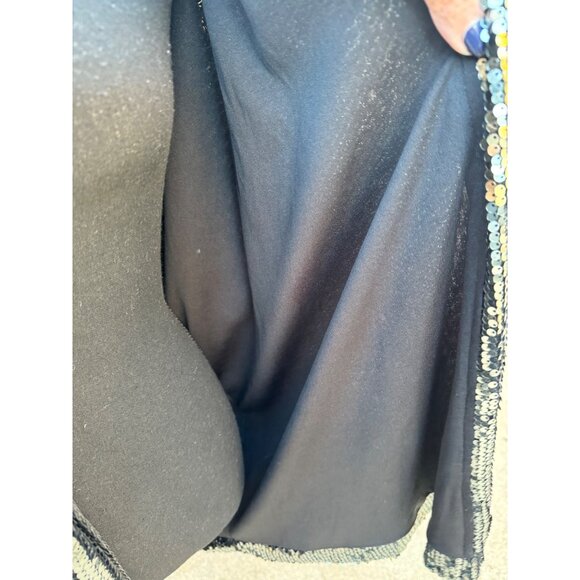Gee Gee Sequin Open Front Jacket Duster Cardigan M Black Gold Formal Party Disco - Picture 9 of 11